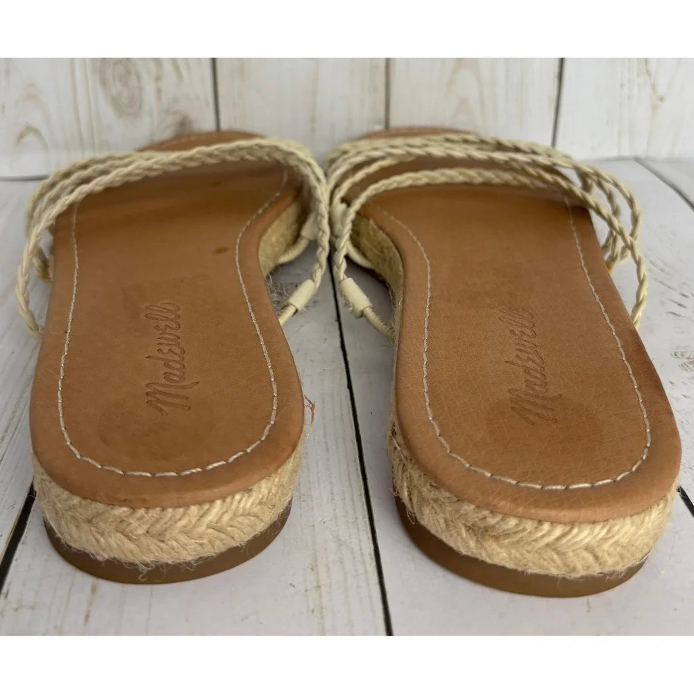 Madewell The Kathryn Braided Espadrille Slide Flat Sandals Cream Tan Sz 8M